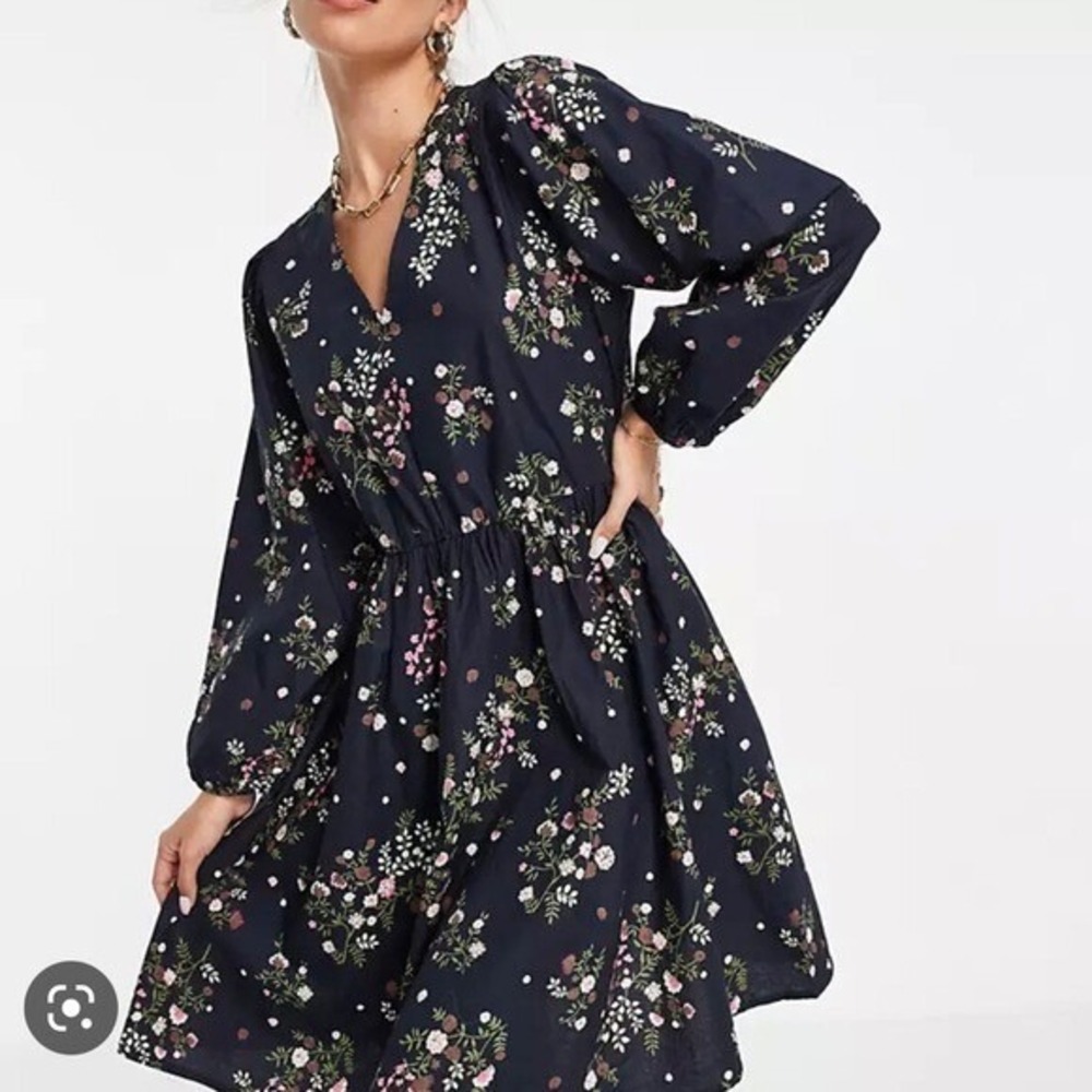 Y.A.S. Nula Volume Sleeve Floral Smock Printed Dress - Size XL